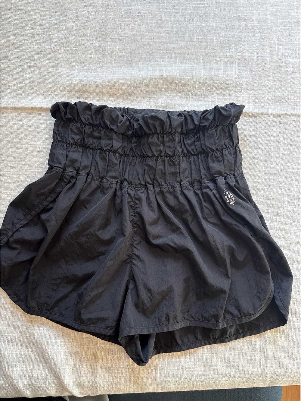 Free People Black High-Waisted Elastic Waistband Shorts